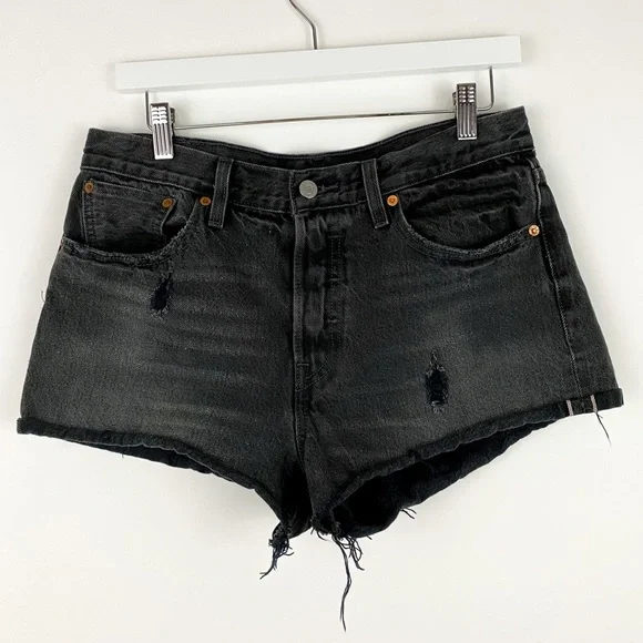 Levi’s Cut Off Denim Shorts Black size 30 - Picture 1 of 7